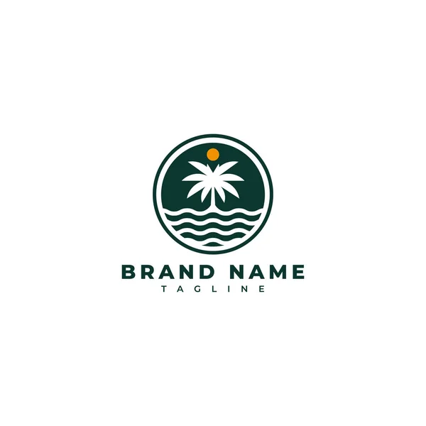 Tatil Yeri Logo Tasarım Şablonu Palm Beach Logosu — Stok Vektör