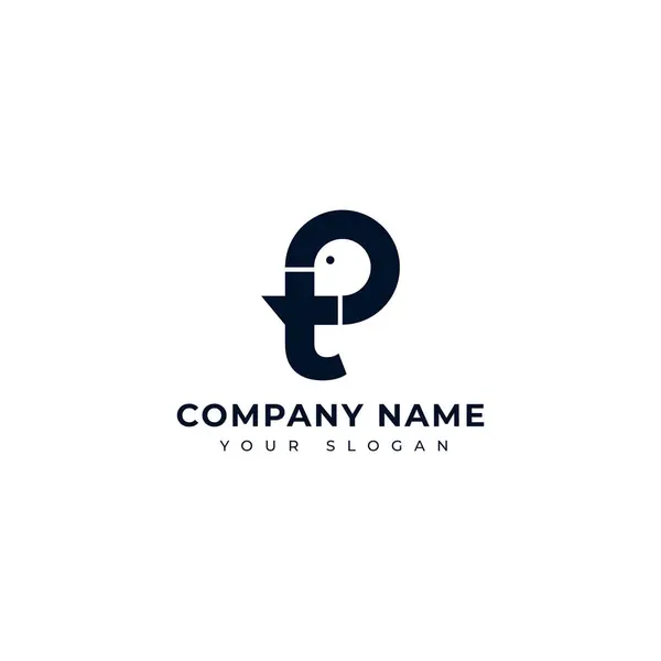 Carta Elefante Logotipo Modelo Design Vetorial — Vetor de Stock