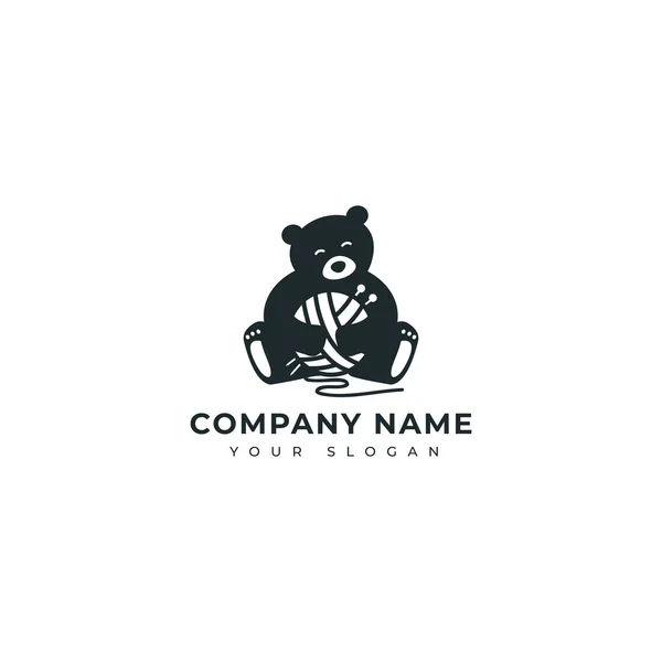 Modelo Design Vetor Logotipo Urso Tricô — Vetor de Stock