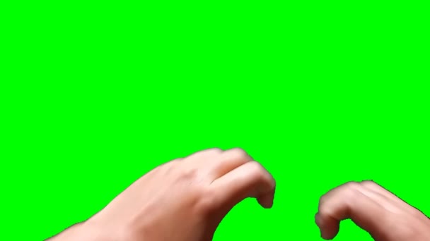 Ręka Mężczyzny Tworząca Symbol Miłości Zielonym Tle Ekranu — Wideo stockowe