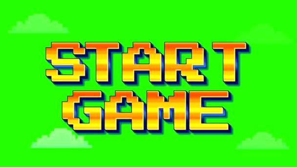 Retro Start Spel Videofilmer Grön Skärm Bakgrund — Stockvideo