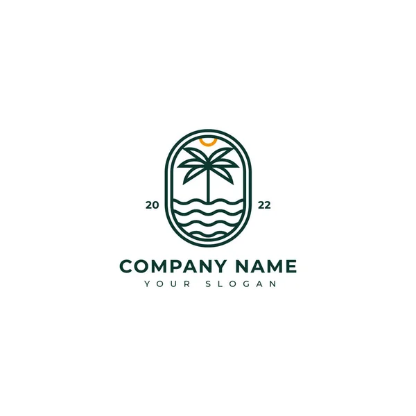 Логотип Курорту Векторний Шаблон Дизайну Логотип Пляжу Пальми — стоковий вектор