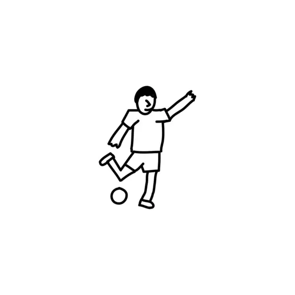 Handgezeichnete Fußballspieler Ikone Einfaches Doodle Symbol — Stockvektor