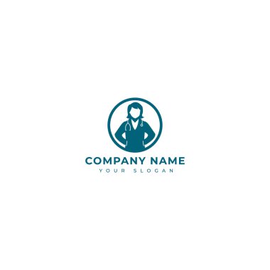 Kadın doktor logo vektör dizayn şablonu