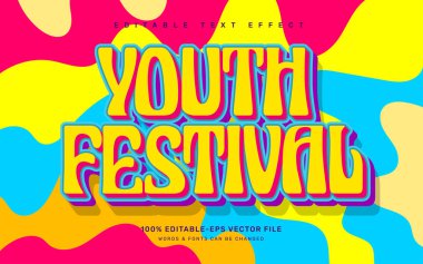 Youth festival, groovy quote editable text effect template clipart