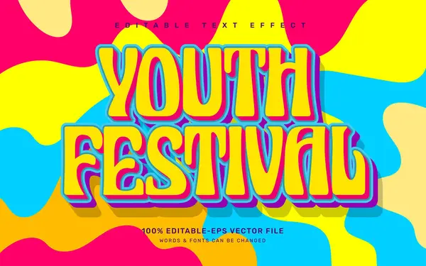 Festival Juventud Groovy Cita Plantilla Efecto Texto Editable — Vector de stock