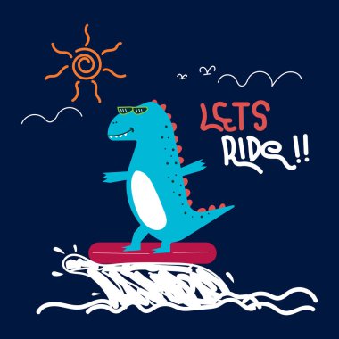 Tee izi ve arkaplan duvar kağıdı için sevimli dinozor vektörü