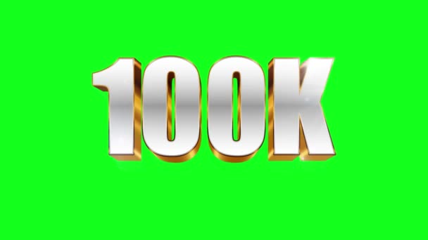 Guld Lyx Tack För 100K Anhängare Grön Skärm Bakgrund — Stockvideo