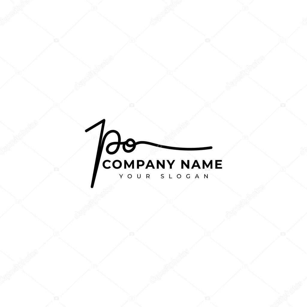 Po Initial signature logo vector design