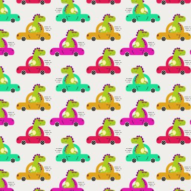 Tee izi ve arkaplan duvar kağıdı için sevimli dinozor vektör deseni