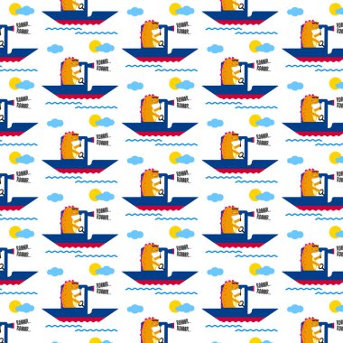 Tee izi ve arkaplan duvar kağıdı için sevimli dinozor vektör deseni