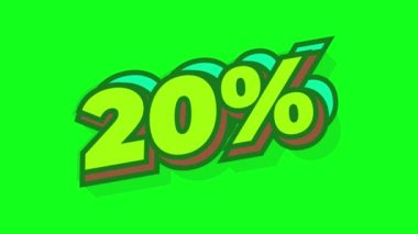 Yeşil ekran arka planında indirimli işaret canlandırması