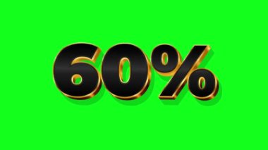 Yeşil ekran arka planında% 60 Altın İndirim işareti canlandırması