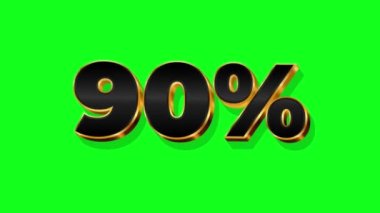 Yeşil ekran arka planında% 90 İndirim işareti canlandırması