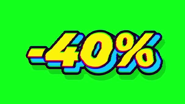 Відсотків Дисконтна Анімація Фоні Зеленого Екрану — стокове відео