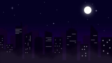 Aylı ve yıldızlı gece manzarası animasyonu, Döngü Hareketi Grafiksel Arkaplanı