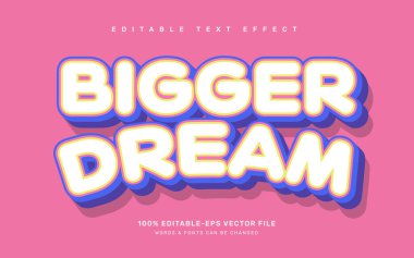 Daha büyük rüya düzenlenebilir metin efekti şablonu