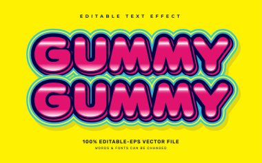 Gummy yapışkan düzenlenebilir metin efekti şablonu