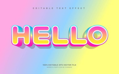 Merhaba gökkuşağı düzenlenebilir metin efekti şablonu