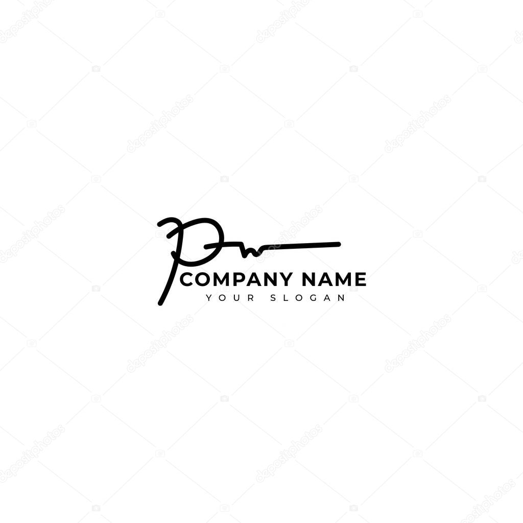 Pw Initial signature logo vector design
