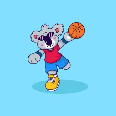 Şirin Koala kumaş için basketbol vektör çizimi oynuyor, te