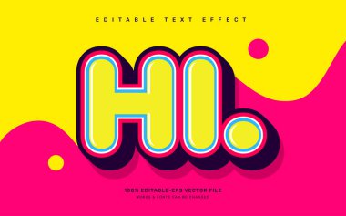 renkli Hi metin efekti, komik düzenlenebilir metin efekti şablonu