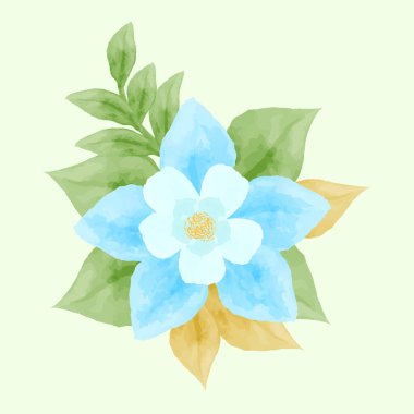 Watercolor flower and leaves illustration clipart