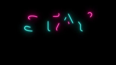 Parlayan ve yanıp sönen Neon Kalıcı Umut Simgesi Siyah Arkaplanda Animasyon