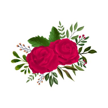 Suluboya çiçek ve yapraklar