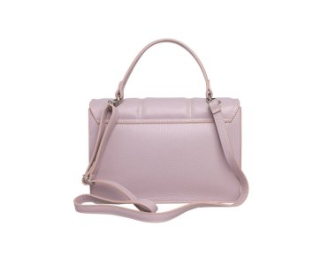 İzole edilmiş beyaz bir arka planda pembe kadın çantası. 