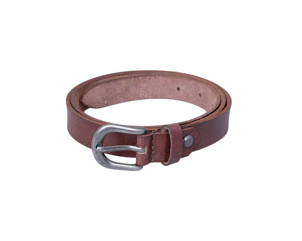 brown leather belt with a belt on a white background