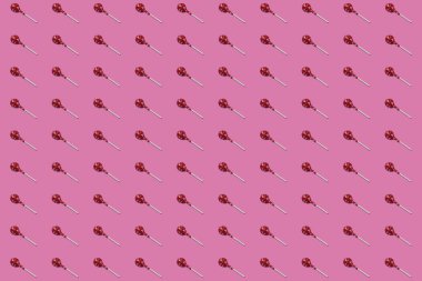 Kırmızı Ambalajlı Lolipop Emiciler Pembe Pembe Kusursuz Arkaplanda Tekrarlanan Kalıpta