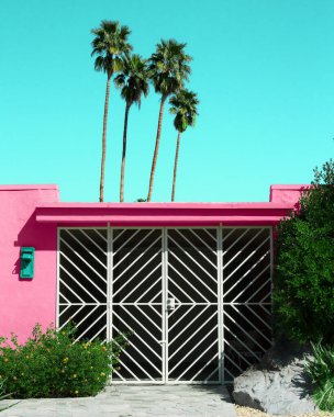 Pembe orta çağ modern evi.