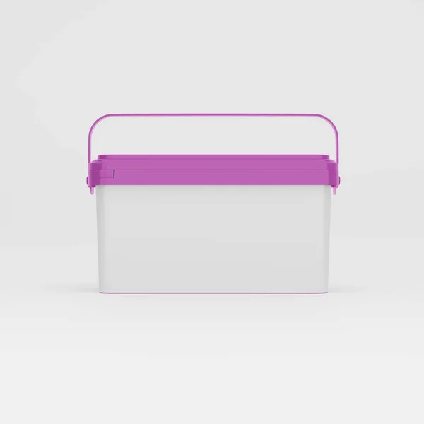 Paars Roze Rechthoekig Plastic Blikje Emmer Container Met Handvat Blanco — Stockfoto
