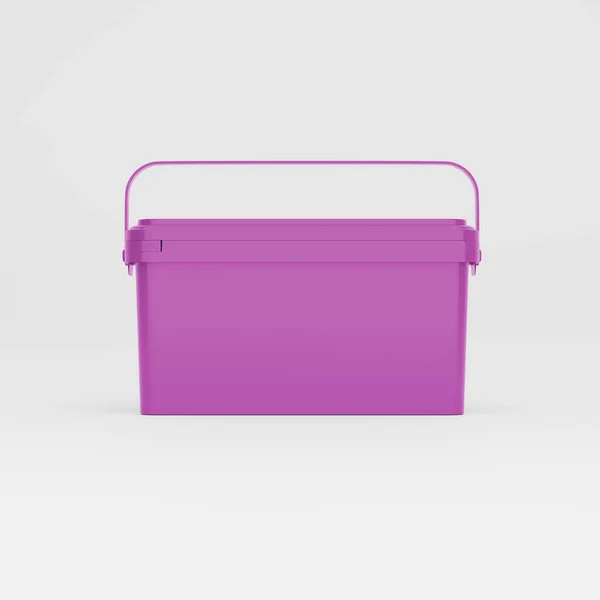 Фіолетовий Рожевий Прямокутний Пластиковий Балон Відро Контейнер Ручкою Етикетки Вид — стокове фото