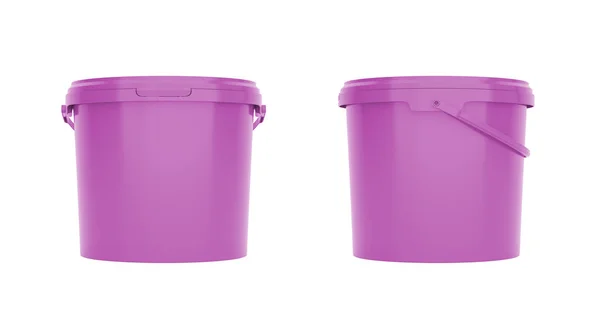 Purple 5Qt Plastic Bucket Container Handle Front Side View Isolated — Stock Photo, Image