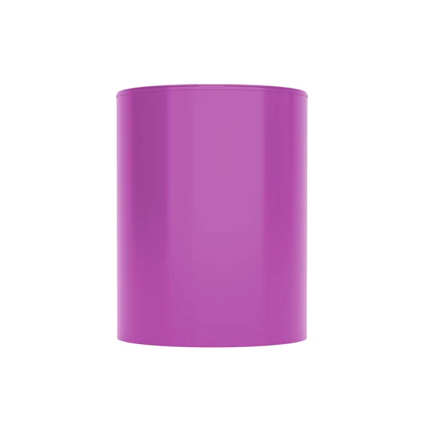 Пурпурные Пластиковые Банки Ведра Контейнеры Вид Спереди Изолирован Белом Фоне — стоковое фото