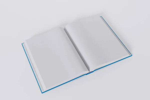Geöffnete Blaue Bücher Isoliert Auf Weißem Hintergrund Mit Kopierraum — Stockfoto