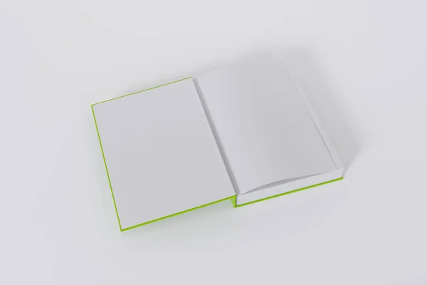打开绿色书籍 白色背景 有复制空间 — 图库照片