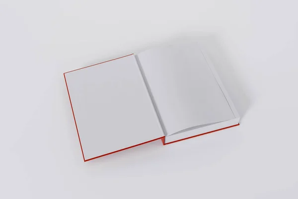 Libri Rossi Aperti Isolati Sfondo Bianco Con Spazio Copia — Foto Stock