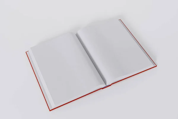 コピースペースで白い背景に隔離された赤い本を開いた — ストック写真