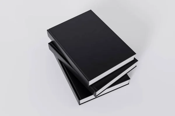 Stapel Geschlossener Schwarzer Bücher Isoliert Auf Weißem Hintergrund Mit Kopierraum — Stockfoto