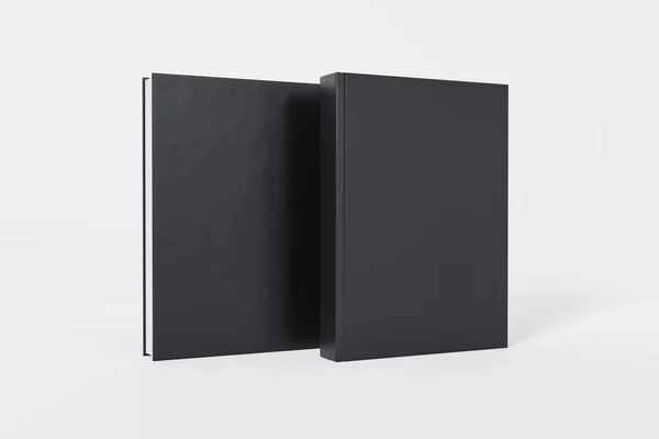 闭合的黑色书籍 白色背景 有复制空间 — 图库照片