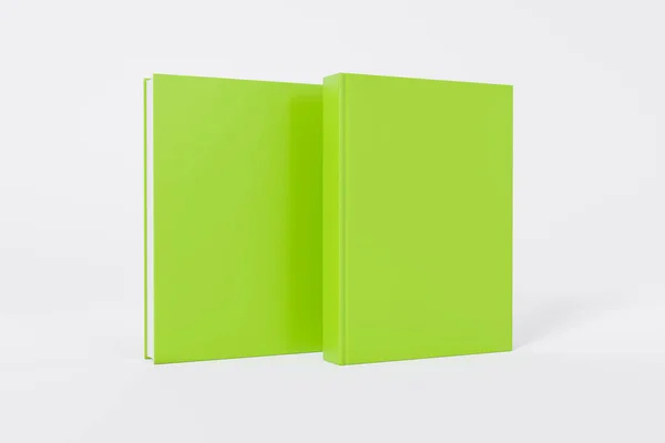 Libri Verdi Chiusi Piedi Isolati Sfondo Bianco Con Spazio Copia — Foto Stock