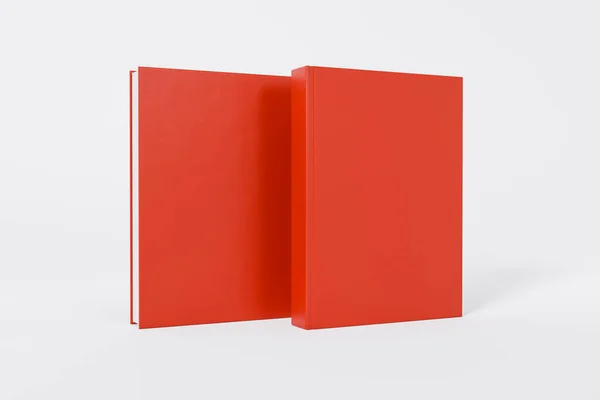 Libros Rojos Cerrados Pie Aislados Sobre Fondo Blanco Con Espacio —  Fotos de Stock