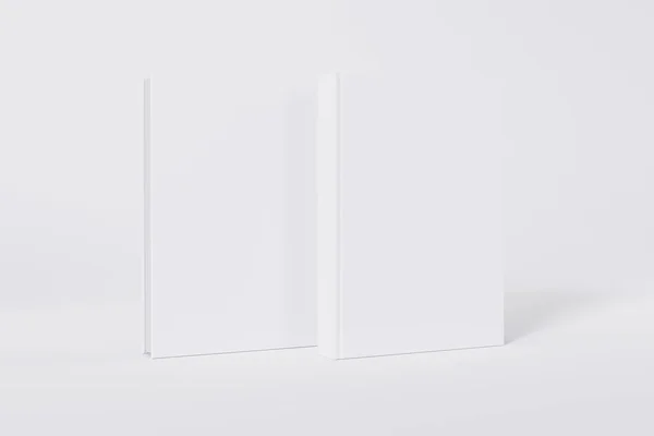 Стоя Закрытые Белые Книги Изолированы Белом Фоне Копировальным Местом — стоковое фото