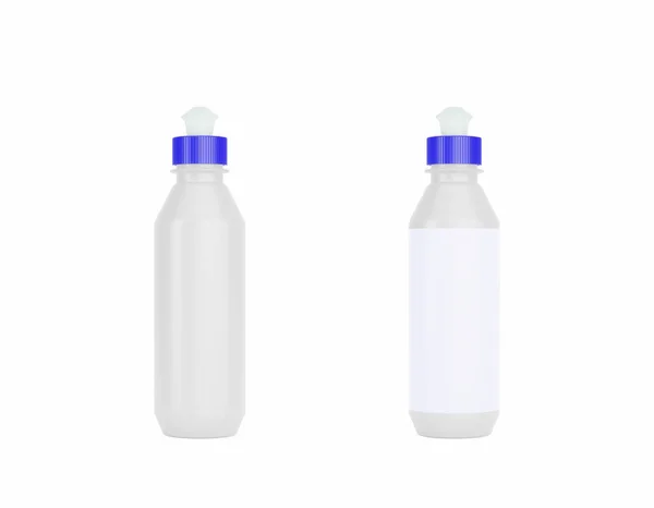 Plastic Flessen Tegen Witte Achtergrond — Stockfoto