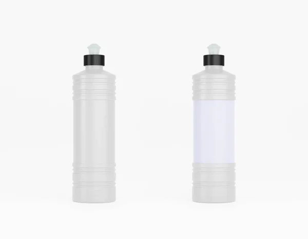 Plast Flaskor Mot Vit Bakgrund — Stockfoto