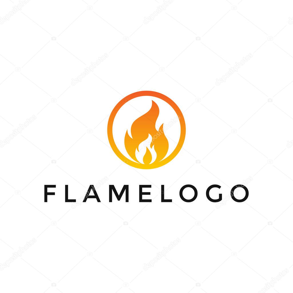 Circle Flame Logo Design Template