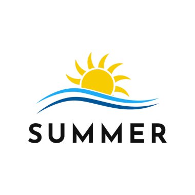 Güneş logosu dizaynlı basit bir yaz dalgası